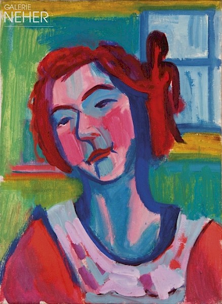 Ernst Ludwig Kirchner, (Girl’s Head with Wooden Figure at the Window), (1919/20)